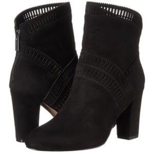 Isola ‘Evoda’ Blk Suede Booties w/Laser Cut Detail